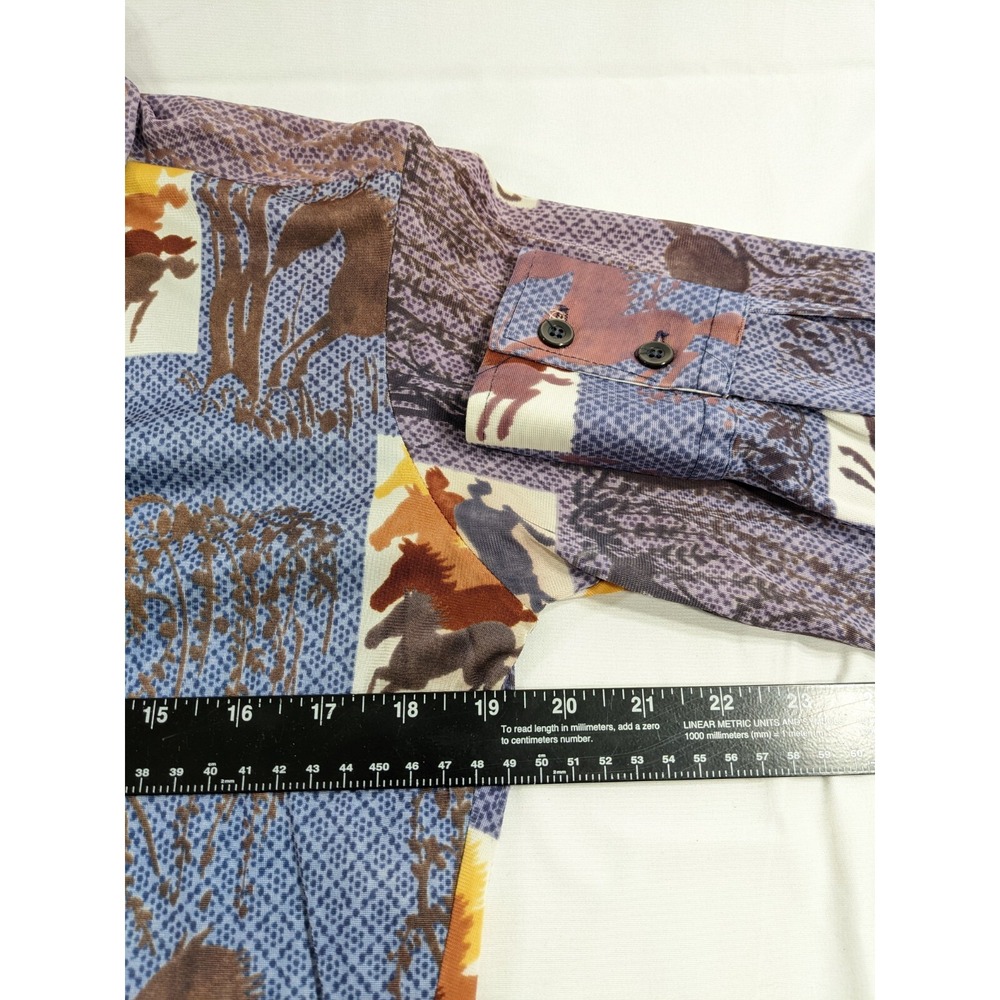 Vintage  70s Custom Tailored Knits Western horse Long Sleeve light‎ XS/S (M Tag - Picture 7 of 9